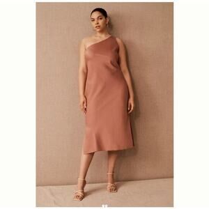 NEW BHLDN Audrie One-Shoulder Crepe Dress Sedona US 16 Wedding Guest Midi Formal